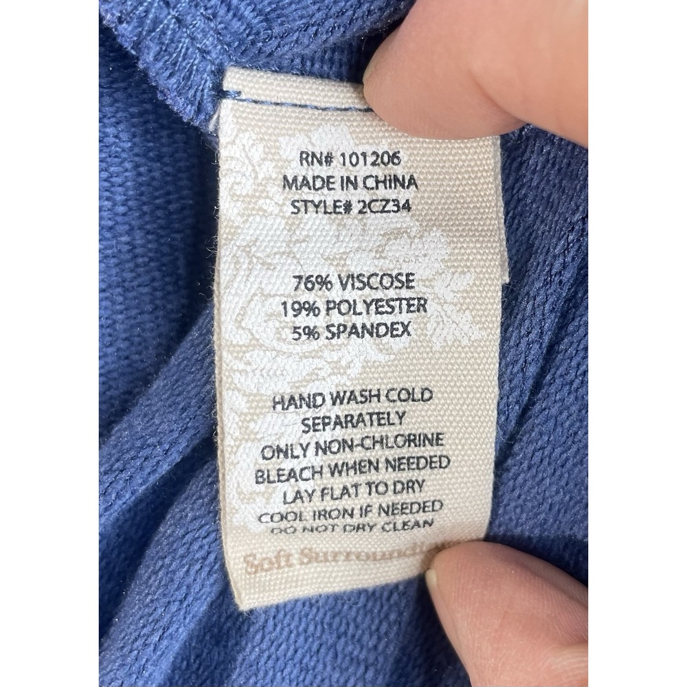 Soft Surroundings Blue Hooded Open-Front Women's Sweater Cardigan - Picture 5 of 7